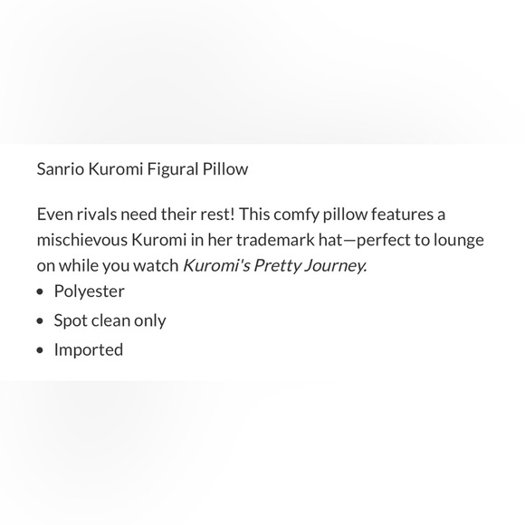 SANRIO KUROMI CHARACTER FIGURAL LICENSED PILLOW NWT - Picture 9 of 9